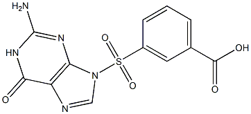 3-[(2-amino-6-oxo-1,6-dihydro-9H-purin-9-yl)sulfonyl]benzoic acid 구조식 이미지