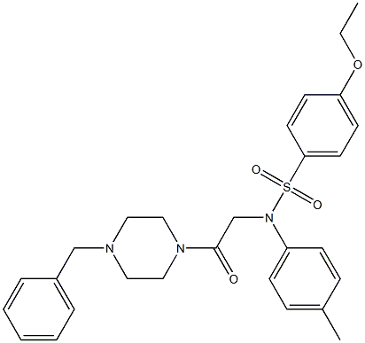 N-[2-(4-benzyl-1-piperazinyl)-2-oxoethyl]-4-ethoxy-N-(4-methylphenyl)benzenesulfonamide 구조식 이미지