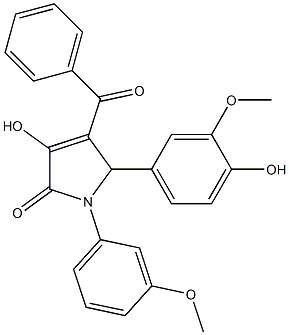 4-benzoyl-3-hydroxy-5-(4-hydroxy-3-methoxyphenyl)-1-(3-methoxyphenyl)-1,5-dihydro-2H-pyrrol-2-one 구조식 이미지