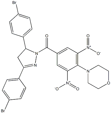 4-{4-{[3,5-bis(4-bromophenyl)-4,5-dihydro-1H-pyrazol-1-yl]carbonyl}-2,6-bisnitrophenyl}morpholine Structure