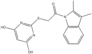 2-{[2-(2,3-dimethyl-1H-indol-1-yl)-2-oxoethyl]sulfanyl}-4,6-pyrimidinediol 구조식 이미지