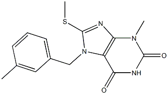 3-methyl-7-(3-methylbenzyl)-8-(methylsulfanyl)-3,7-dihydro-1H-purine-2,6-dione Structure