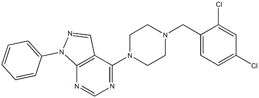 4-[4-(2,4-dichlorobenzyl)-1-piperazinyl]-1-phenyl-1H-pyrazolo[3,4-d]pyrimidine 구조식 이미지