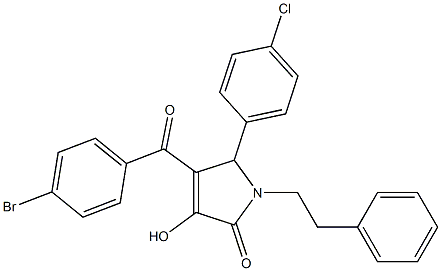 4-(4-bromobenzoyl)-5-(4-chlorophenyl)-3-hydroxy-1-(2-phenylethyl)-1,5-dihydro-2H-pyrrol-2-one 구조식 이미지