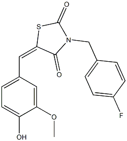 3-(4-fluorobenzyl)-5-(4-hydroxy-3-methoxybenzylidene)-1,3-thiazolidine-2,4-dione 구조식 이미지