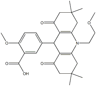 2-methoxy-5-[10-(2-methoxyethyl)-3,3,6,6-tetramethyl-1,8-dioxo-1,2,3,4,5,6,7,8,9,10-decahydroacridin-9-yl]benzoic acid Structure