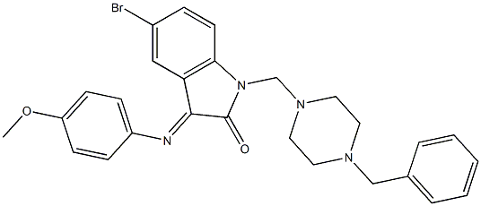 1-[(4-benzyl-1-piperazinyl)methyl]-5-bromo-3-[(4-methoxyphenyl)imino]-1,3-dihydro-2H-indol-2-one Structure