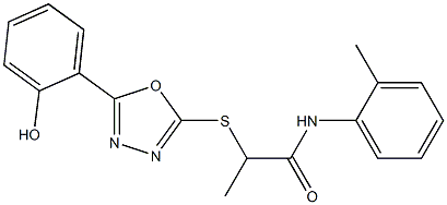 2-{[5-(2-hydroxyphenyl)-1,3,4-oxadiazol-2-yl]sulfanyl}-N-(2-methylphenyl)propanamide Structure