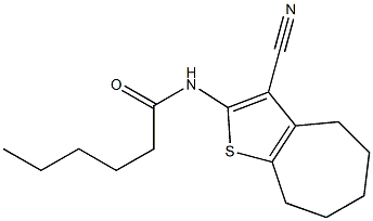 N-(3-cyano-5,6,7,8-tetrahydro-4H-cyclohepta[b]thien-2-yl)hexanamide 구조식 이미지