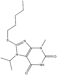 7-isopropyl-3-methyl-8-(pentylsulfanyl)-3,7-dihydro-1H-purine-2,6-dione 구조식 이미지