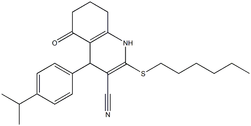 2-(hexylsulfanyl)-4-(4-isopropylphenyl)-5-oxo-1,4,5,6,7,8-hexahydroquinoline-3-carbonitrile Structure