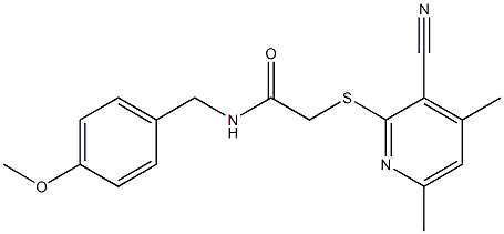 2-[(3-cyano-4,6-dimethyl-2-pyridinyl)sulfanyl]-N-(4-methoxybenzyl)acetamide Structure