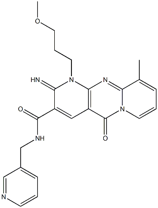 2-imino-1-(3-methoxypropyl)-10-methyl-5-oxo-N-(3-pyridinylmethyl)-1,5-dihydro-2H-dipyrido[1,2-a:2,3-d]pyrimidine-3-carboxamide 구조식 이미지