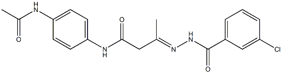 N-[4-(acetylamino)phenyl]-3-[(3-chlorobenzoyl)hydrazono]butanamide 구조식 이미지