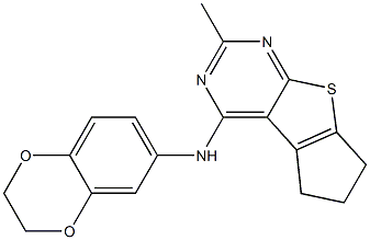 N-(2,3-dihydro-1,4-benzodioxin-6-yl)-N-(2-methyl-6,7-dihydro-5H-cyclopenta[4,5]thieno[2,3-d]pyrimidin-4-yl)amine 구조식 이미지