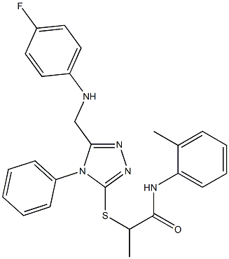 2-({5-[(4-fluoroanilino)methyl]-4-phenyl-4H-1,2,4-triazol-3-yl}sulfanyl)-N-(2-methylphenyl)propanamide 구조식 이미지