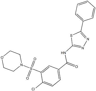 4-chloro-3-(4-morpholinylsulfonyl)-N-(5-phenyl-1,3,4-thiadiazol-2-yl)benzamide 구조식 이미지