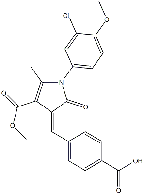 4-{[1-(3-chloro-4-methoxyphenyl)-4-(methoxycarbonyl)-5-methyl-2-oxo-1,2-dihydro-3H-pyrrol-3-ylidene]methyl}benzoic acid Structure