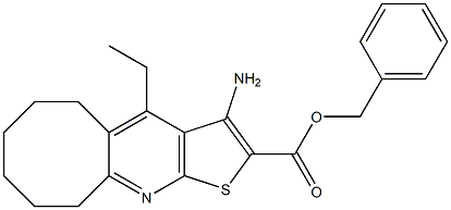 benzyl 3-amino-4-ethyl-5,6,7,8,9,10-hexahydrocycloocta[b]thieno[3,2-e]pyridine-2-carboxylate 구조식 이미지