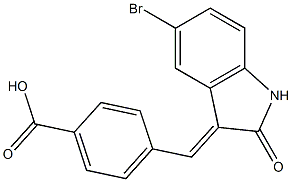 4-[(5-bromo-2-oxo-1,2-dihydro-3H-indol-3-ylidene)methyl]benzoic acid 구조식 이미지