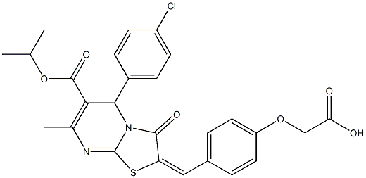 {4-[(5-(4-chlorophenyl)-6-(isopropoxycarbonyl)-7-methyl-3-oxo-5H-[1,3]thiazolo[3,2-a]pyrimidin-2(3H)-ylidene)methyl]phenoxy}acetic acid Structure