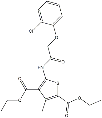 diethyl 5-{[(2-chlorophenoxy)acetyl]amino}-3-methyl-2,4-thiophenedicarboxylate 구조식 이미지