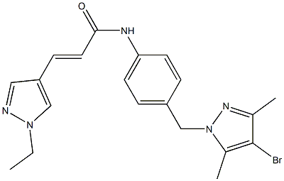 N-{4-[(4-bromo-3,5-dimethyl-1H-pyrazol-1-yl)methyl]phenyl}-3-(1-ethyl-1H-pyrazol-4-yl)acrylamide 구조식 이미지