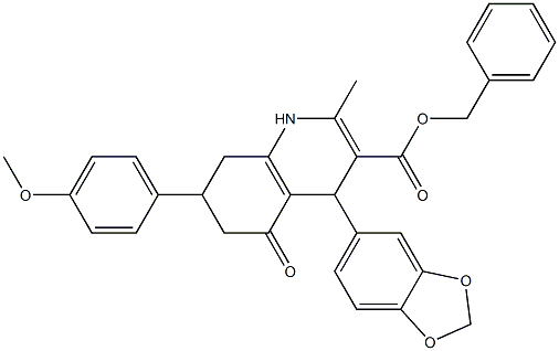 benzyl 4-(1,3-benzodioxol-5-yl)-7-(4-methoxyphenyl)-2-methyl-5-oxo-1,4,5,6,7,8-hexahydro-3-quinolinecarboxylate 구조식 이미지