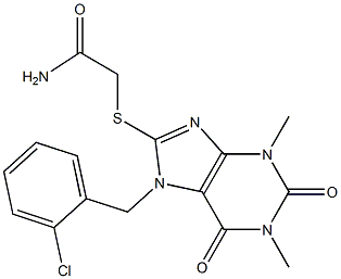 2-{[7-(2-chlorobenzyl)-1,3-dimethyl-2,6-dioxo-2,3,6,7-tetrahydro-1H-purin-8-yl]thio}acetamide Structure
