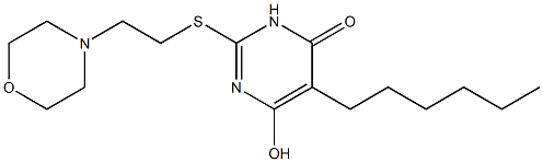 5-hexyl-6-hydroxy-2-{[2-(4-morpholinyl)ethyl]sulfanyl}-4(3H)-pyrimidinone 구조식 이미지