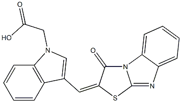 {3-[(3-oxo[1,3]thiazolo[3,2-a]benzimidazol-2(3H)-ylidene)methyl]-1H-indol-1-yl}acetic acid 구조식 이미지