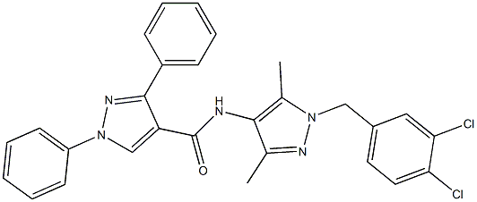 N-[1-(3,4-dichlorobenzyl)-3,5-dimethyl-1H-pyrazol-4-yl]-1,3-diphenyl-1H-pyrazole-4-carboxamide 구조식 이미지