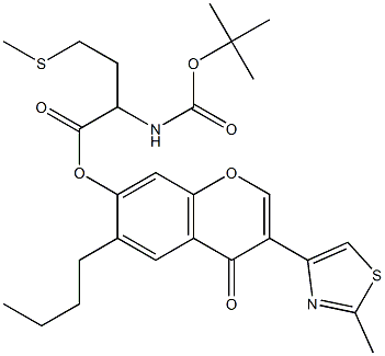 6-butyl-3-(2-methyl-1,3-thiazol-4-yl)-4-oxo-4H-chromen-7-yl 2-[(tert-butoxycarbonyl)amino]-4-(methylsulfanyl)butanoate 구조식 이미지