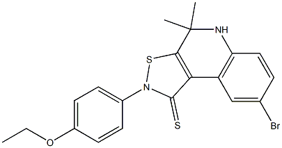 8-bromo-2-(4-ethoxyphenyl)-4,4-dimethyl-4,5-dihydroisothiazolo[5,4-c]quinoline-1(2H)-thione 구조식 이미지