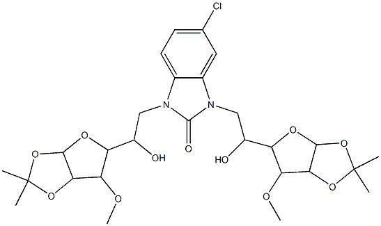 5-chloro-1,3-bis[2-hydroxy-2-(6-methoxy-2,2-dimethyltetrahydrofuro[2,3-d][1,3]dioxol-5-yl)ethyl]-1,3-dihydro-2H-benzimidazol-2-one Structure