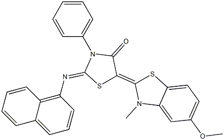 5-(5-methoxy-3-methyl-1,3-benzothiazol-2(3H)-ylidene)-2-(1-naphthylimino)-3-phenyl-1,3-thiazolidin-4-one Structure