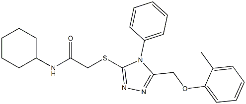 N-cyclohexyl-2-({5-[(2-methylphenoxy)methyl]-4-phenyl-4H-1,2,4-triazol-3-yl}sulfanyl)acetamide 구조식 이미지
