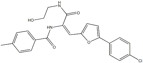 N-(2-[5-(4-chlorophenyl)-2-furyl]-1-{[(2-hydroxyethyl)amino]carbonyl}vinyl)-4-methylbenzamide 구조식 이미지