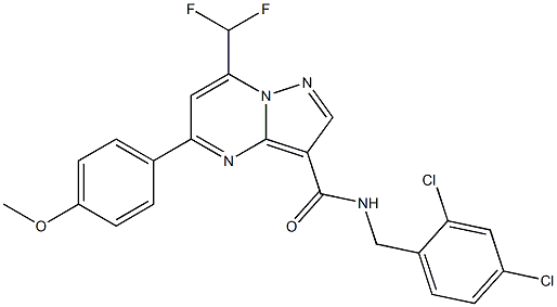 N-(2,4-dichlorobenzyl)-7-(difluoromethyl)-5-(4-methoxyphenyl)pyrazolo[1,5-a]pyrimidine-3-carboxamide 구조식 이미지