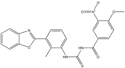 N-[3-(1,3-benzoxazol-2-yl)-2-methylphenyl]-N'-{3-nitro-4-methoxybenzoyl}thiourea 구조식 이미지