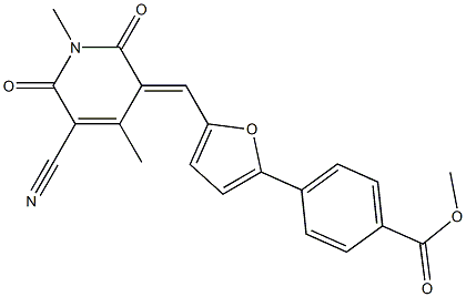 methyl 4-{5-[(5-cyano-1,4-dimethyl-2,6-dioxo-1,6-dihydro-3(2H)-pyridinylidene)methyl]-2-furyl}benzoate 구조식 이미지