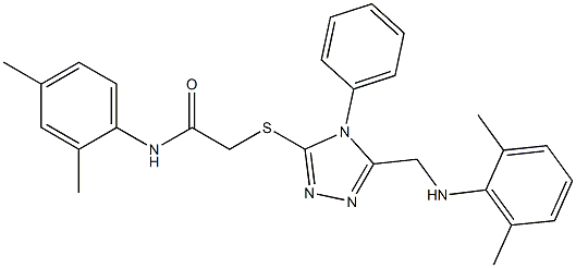 2-({5-[(2,6-dimethylanilino)methyl]-4-phenyl-4H-1,2,4-triazol-3-yl}sulfanyl)-N-(2,4-dimethylphenyl)acetamide 구조식 이미지