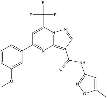 N-(5-methylisoxazol-3-yl)-5-[3-(methyloxy)phenyl]-7-(trifluoromethyl)pyrazolo[1,5-a]pyrimidine-3-carboxamide Structure