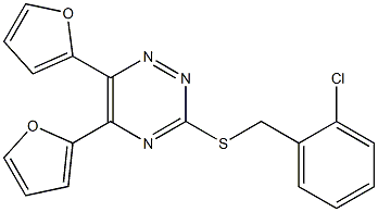 3-[(2-chlorobenzyl)sulfanyl]-5,6-di(2-furyl)-1,2,4-triazine 구조식 이미지