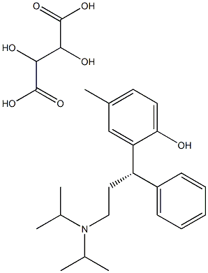 2-[(1S)-3-[ Bis (1-methyl ethyl) amino]-1-phenyl propyl]-4-methyl phenol tartaric acid salt. 구조식 이미지