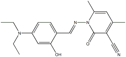 1-({(E)-[4-(diethylamino)-2-hydroxyphenyl]methylidene}amino)-4,6-dimethyl-2-oxo-1,2-dihydro-3-pyridinecarbonitrile Structure