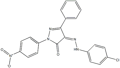 1-(4-nitrophenyl)-3-phenyl-1H-pyrazole-4,5-dione 4-[N-(4-chlorophenyl)hydrazone] 구조식 이미지