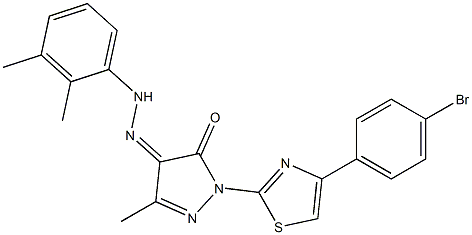 1-[4-(4-bromophenyl)-1,3-thiazol-2-yl]-3-methyl-1H-pyrazole-4,5-dione 4-[N-(2,3-dimethylphenyl)hydrazone] 구조식 이미지