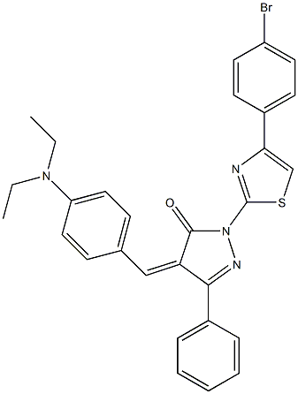 1-[4-(4-bromophenyl)-1,3-thiazol-2-yl]-4-{(Z)-[4-(diethylamino)phenyl]methylidene}-3-phenyl-1H-pyrazol-5-one 구조식 이미지