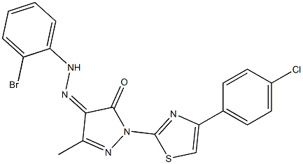 1-[4-(4-chlorophenyl)-1,3-thiazol-2-yl]-3-methyl-1H-pyrazole-4,5-dione 4-[N-(2-bromophenyl)hydrazone] 구조식 이미지